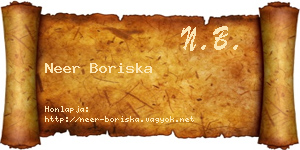 Neer Boriska névjegykártya